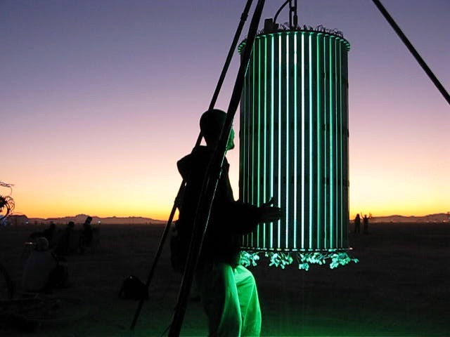 Close-up view of LED patterns inside the Convulsatorium